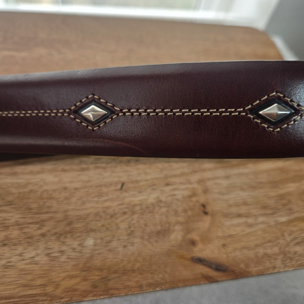 Brighton Leather Belt Sz 36 Brown Western Concho‎ Silver Buckle Boho Rodeo Flaw - Picture 16 of 16